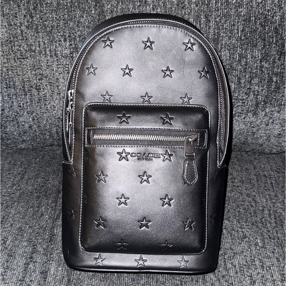 Coach West Pack Bag with Star Print Smooth Calf Leather in Gunmetal/Black NWT - Picture 1 of 16